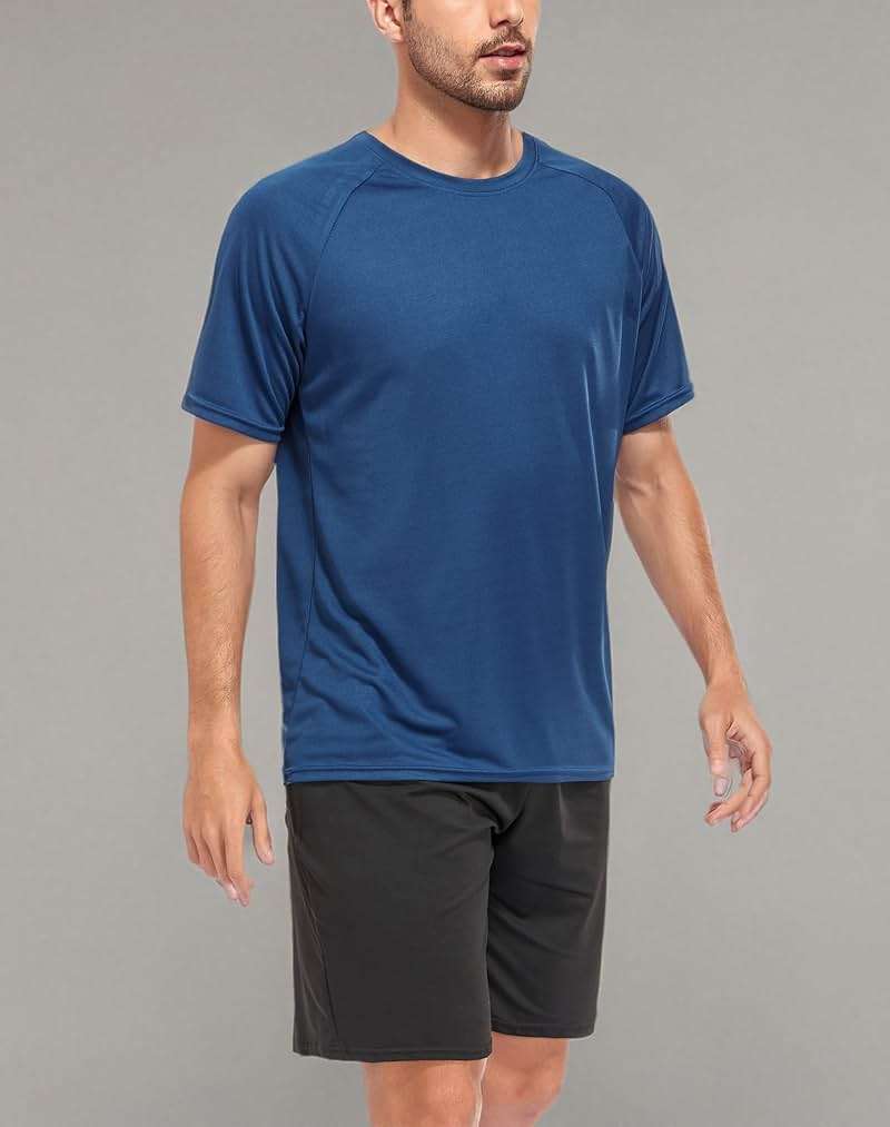 Kinglaman 1/5 Pack Mesh Workout Shirts for Men Dry Fit Gym Quick Dry Athletic Short Sleeve Sports T-Shirt Moisture Wicking - Image 6