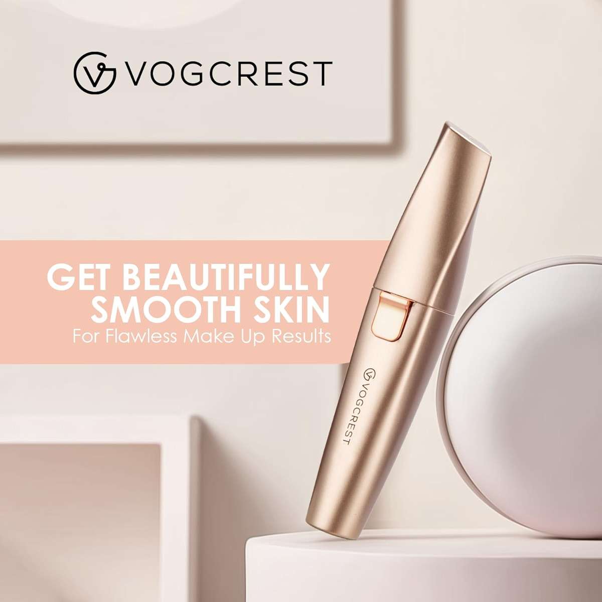 VG VOGCREST Eyebrow & Facial Trimmer: 2 in1 Rechargeable Facial Hair Removal & Eyebrow Shaver - Body Razor with Built-in LED Light (Rose Gold) - Image 7