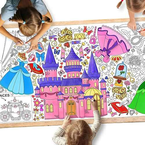 Gatherfun Princess Party Giant Coloring Poster - 31.5 x 72 Inches - Versatile Classroom Wall Decor & Birthday Activity - Princess Poster or Table Cover for School Parties & Special Events - Image 1