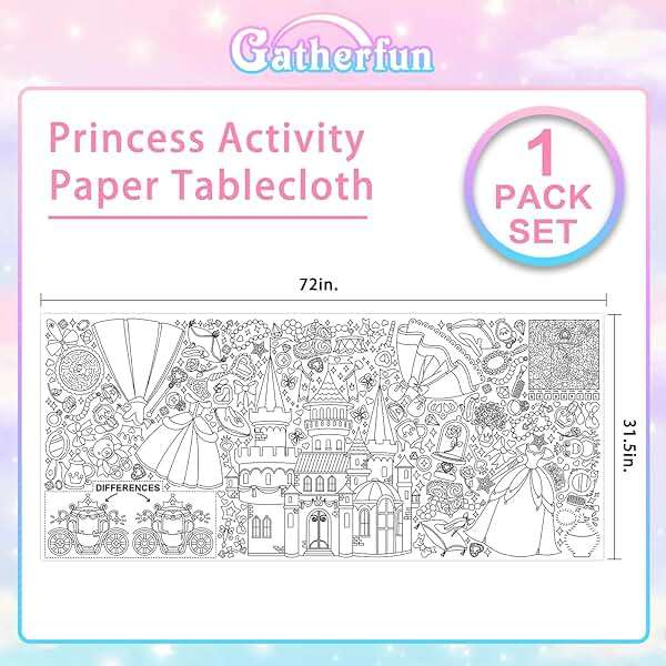 Gatherfun Princess Party Giant Coloring Poster - 31.5 x 72 Inches - Versatile Classroom Wall Decor & Birthday Activity - Princess Poster or Table Cover for School Parties & Special Events - Image 2
