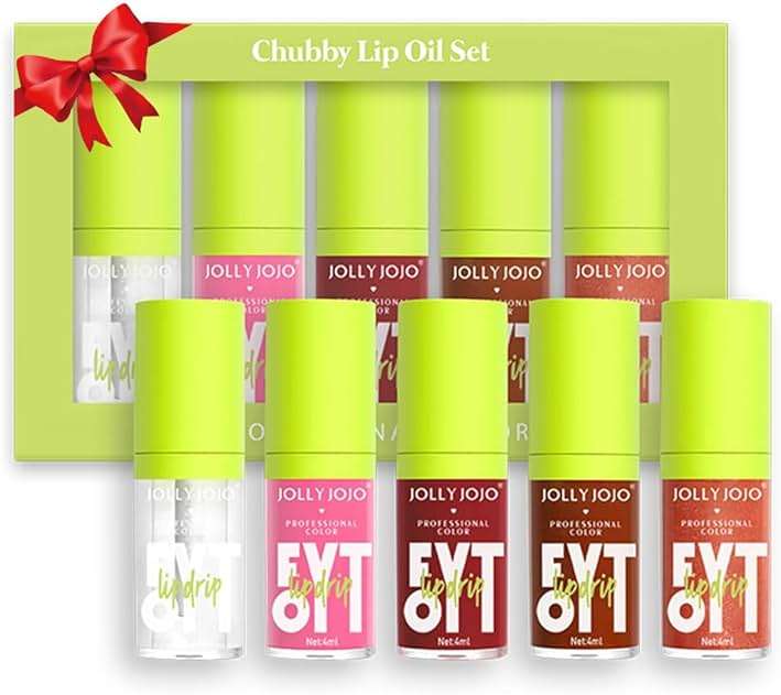 Lip Gloss Kits- 5 Colors Tinted Lip Glow Oil Set Plumping Lip Oil Hydrating Transparent Moisturizing Lip Gloss Kit Gift for Girl Women Lip Makeup Care - Image 1