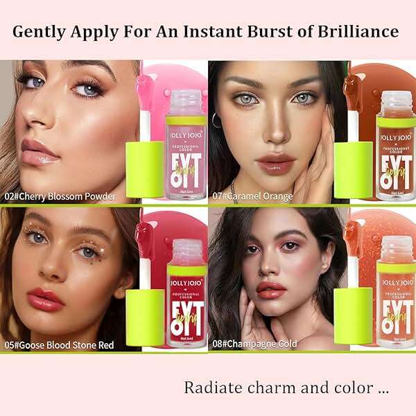 Lip Gloss Kits- 5 Colors Tinted Lip Glow Oil Set Plumping Lip Oil Hydrating Transparent Moisturizing Lip Gloss Kit Gift for Girl Women Lip Makeup Care - Image 3