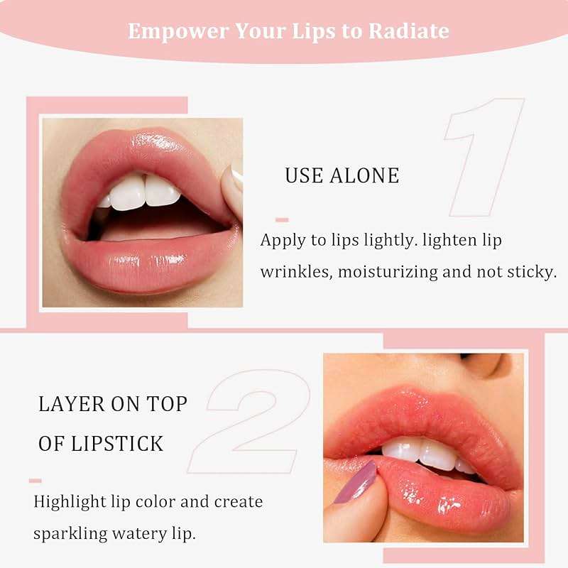 Lip Gloss Kits- 5 Colors Tinted Lip Glow Oil Set Plumping Lip Oil Hydrating Transparent Moisturizing Lip Gloss Kit Gift for Girl Women Lip Makeup Care - Image 7