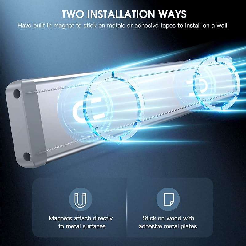 MCGOR 14.7inch Under Cabinet Lighting, 2 Pack Rechargeable Motion Sensor Light Indoor, 5 Levels Dimmable Magnetic Closet Lights, Wireless Under Counter Lights for Kitchen, Stairs,Hallway - Image 6