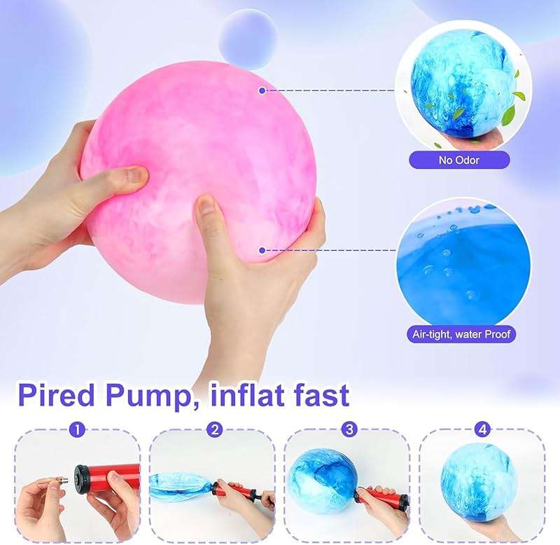 AMOR PRESENT 2PCS Inflatable Playground Balls, 8.7 Inch Marbleized Bouncy Balls Rubber Kickballs Giant Dodgeballs, for Indoor Outdoor Ball Games - Image 3