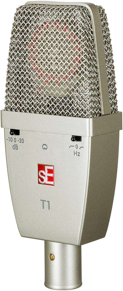 SE ELECTRONICS T1 Large Diaphragm Condenser Microphone with Titanium Capsule, Cardioid Pickup Pattern, Pads & Low-Cut Filters & Shockmount - Professional Studio Recording Microphone - Image 3
