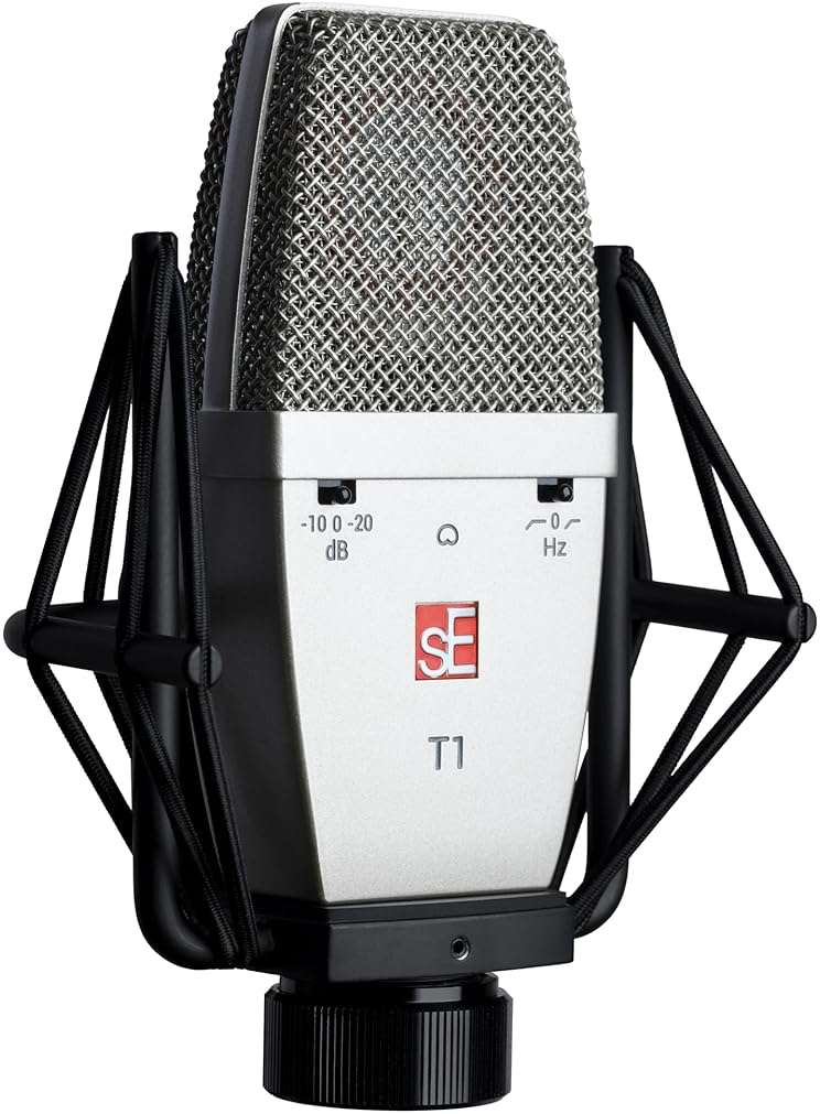 SE ELECTRONICS T1 Large Diaphragm Condenser Microphone with Titanium Capsule, Cardioid Pickup Pattern, Pads & Low-Cut Filters & Shockmount - Professional Studio Recording Microphone - Image 5