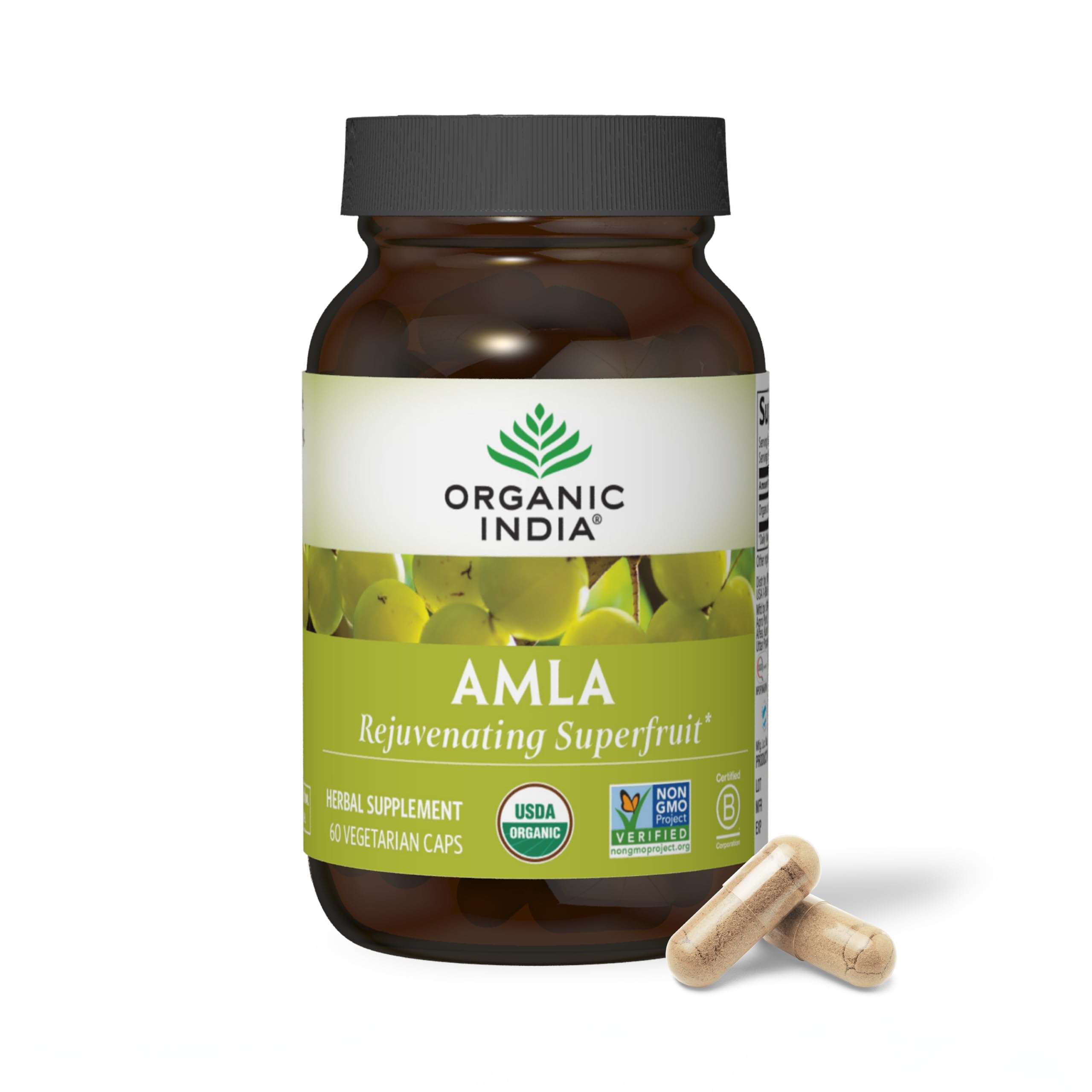 ORGANIC INDIA Amla Capsules Organic - Indian Gooseberry Herbal Vitamin Supplement, Amla Supplement, Immune Support, Vegan, Gluten-Free, Ayurvedic, Antioxidant, Non-GMO - 60 Capsules - Image 1