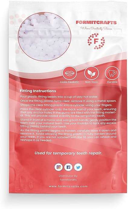 Formit Crafts Thermoplastic Beads for Teeth Repair, 20 Grams | DIY Tooth Filling, Moldable Thermal Beads, For Chipped, Cracked Teeth, Realistic and Durable - Image 2