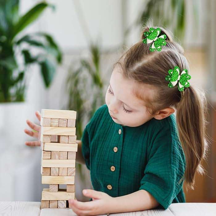 4 Pcs St. Patricks Day Hair Bow Clips Glitter Sequin Shamrock Unicorn Bow Clips Leather Hair Bows Alligator Barrettes St Patrick Hair Accessories for Kids Toddlers Girls - Image 5