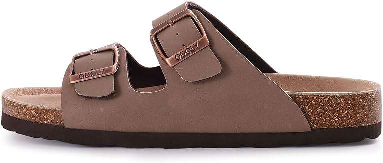 ODOLY Unisex Cork Footbed Slide Sandal, Arch Support Summer Outdoor Sandals with Adjustable Buckle for Women and Men - Image 3