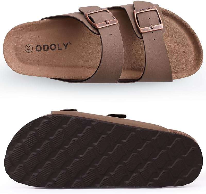 ODOLY Unisex Cork Footbed Slide Sandal, Arch Support Summer Outdoor Sandals with Adjustable Buckle for Women and Men - Image 6