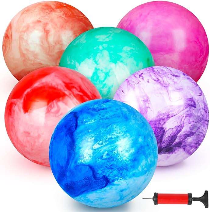 FUTUREPLUSX 6PCS Inflatable Playground Balls, 8.7 Inches Kickball Dodge Ball with Pump, for Kids Indoor and Outdoor Play, Party Favors - Image 1