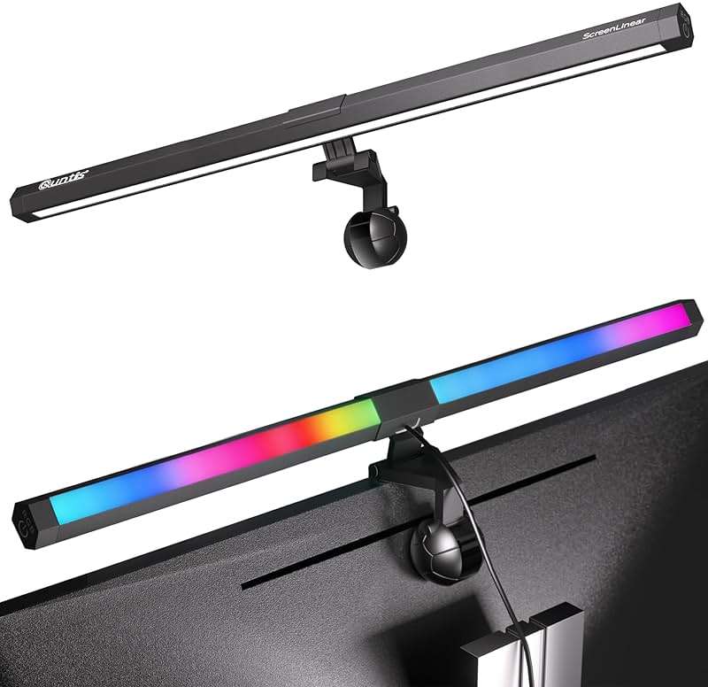Quntis Monitor Light RGB PRO Backlight, Eye-Care Dual Light Computer Light Bar Gaming Office Desk Lamp, 15 Modes Dimmable Backlight, 3 Color Temperature Adjustable Brightness, Ra95 Screen Light Bar - Image 1