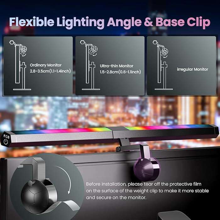 Quntis Monitor Light RGB PRO Backlight, Eye-Care Dual Light Computer Light Bar Gaming Office Desk Lamp, 15 Modes Dimmable Backlight, 3 Color Temperature Adjustable Brightness, Ra95 Screen Light Bar - Image 7