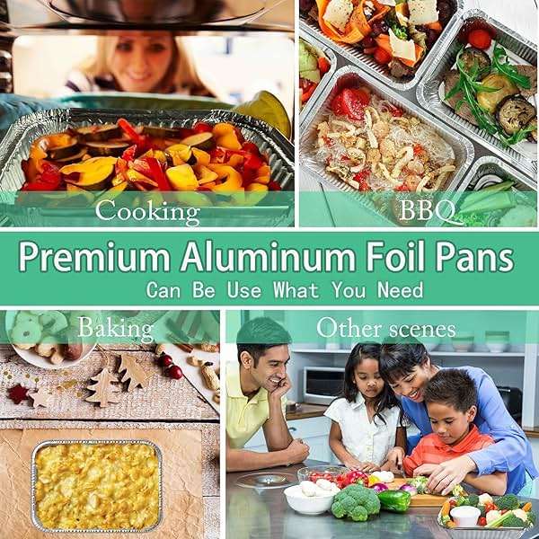 WANBAO 50 PACK 8.3"x6.2" Disposable Tin Foil Pans with Lids 2.25LB Aluminum Pans To Go Containers for Cooking, Baking, Catering Party Meal Prep, Take Out, Freeze - Image 6