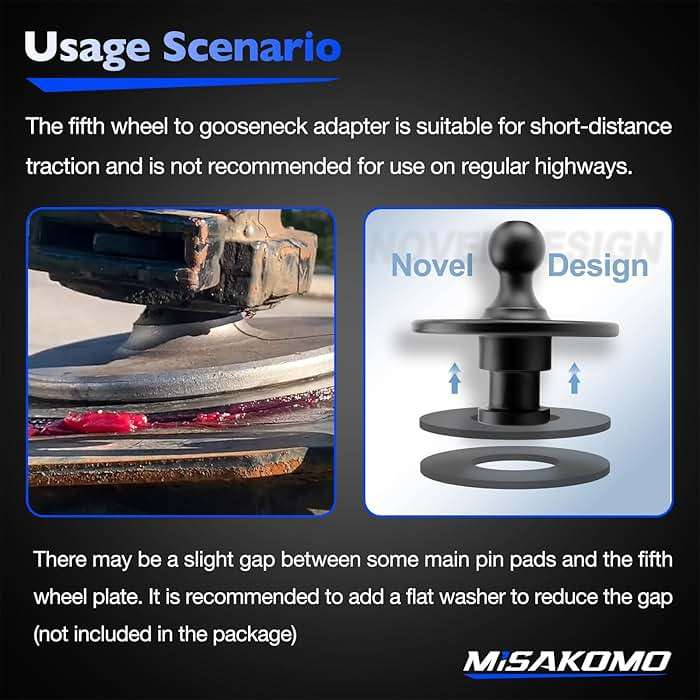 Misakomo Fifth Wheel to Gooseneck Adapter 2085295 - Kingpin to 2-5/16 Inch Ball With 30,000lbs Max Load Capacity - For Tractor and Trailer - Black - Image 7