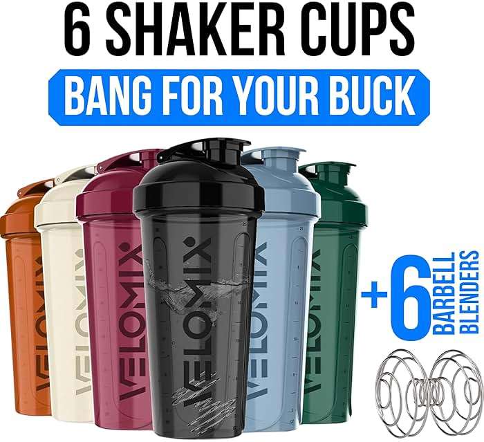 VELOMIX -6 PACK- 28 oz Protein Shaker Bottle for Protein Mixes - 6x Wire Whisk | Leak Proof Shaker Cups for Protein Shakes | Protein Shaker Bottle Pack | Protein Shake Cup (Earth Tones Collection) - Image 3