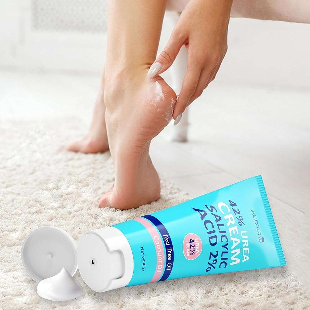 ASDToTio Urea Cream 42% - Foot Care for Dry Cracked Heels, Foot Lotion - With 2% Salicylic Acid, Tea Tree Oil, Shea Butter, Aloe Vera - For Feet, Hands, Heels, Elbows, Knees and More - 4 oz - Image 8