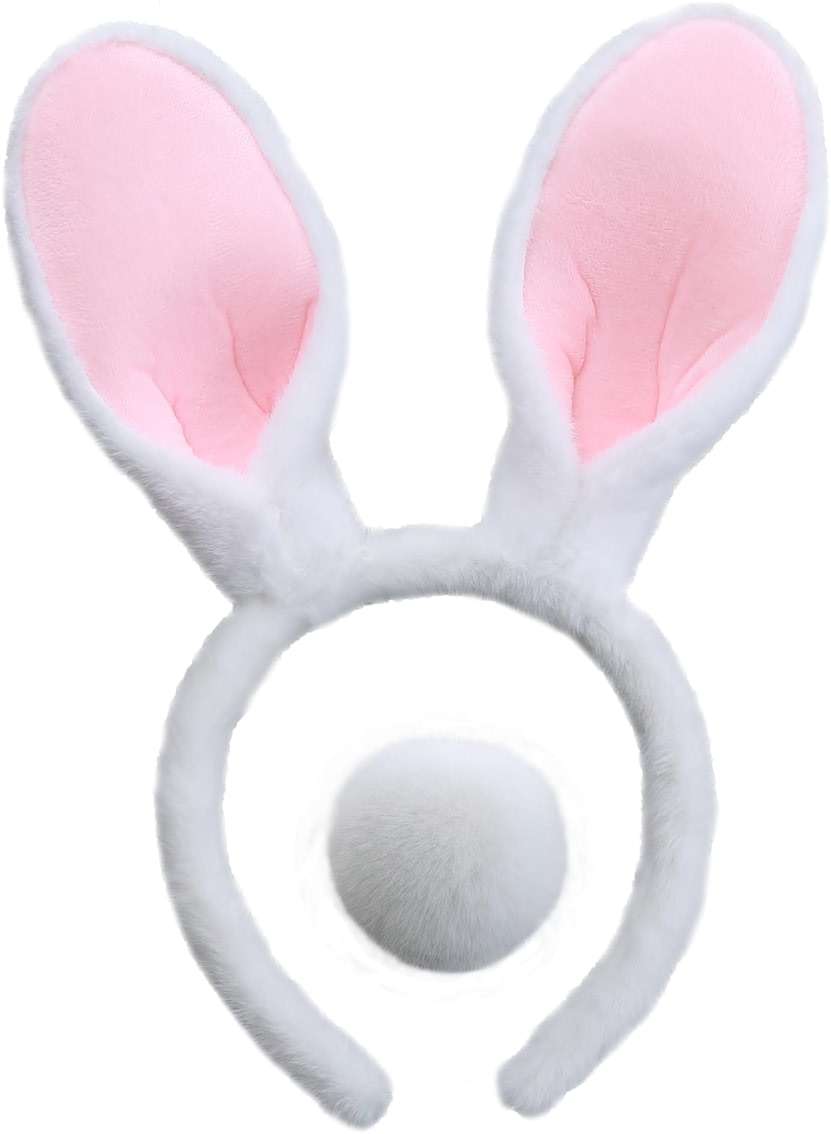 CHEU Easter Bunny Headband and Pom Pom tail set for rabbit costume (white) - Image 5
