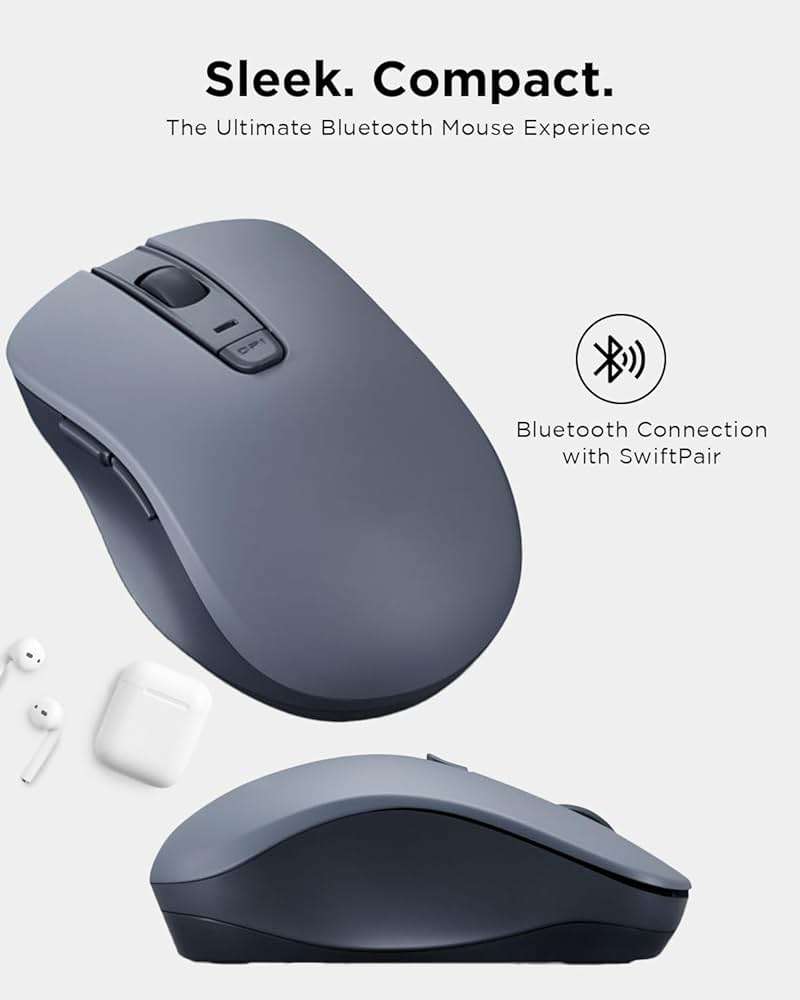 Lenovo Bluetooth Silent Mouse (WL300) - 5 Button Computer Mouse with Silent Left & Right Click – Sculpted Grip, Microsoft Swift Pair, Up to 1600 DPI (Grey) - Image 2
