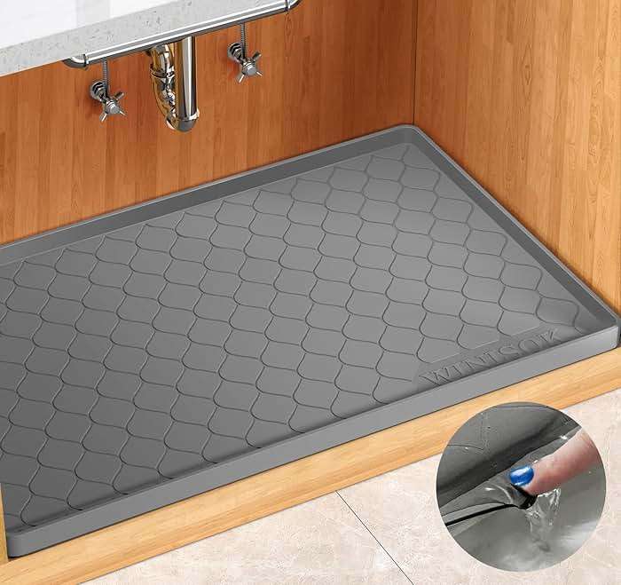 Winisok Silicone Under Sink Mat 34" x 22", Kitchen Essentials and Gadgets, Shelf Liner and Cabinet Protector, Home Organizers and Storage, Waterproof Bathroom Tray - Image 1