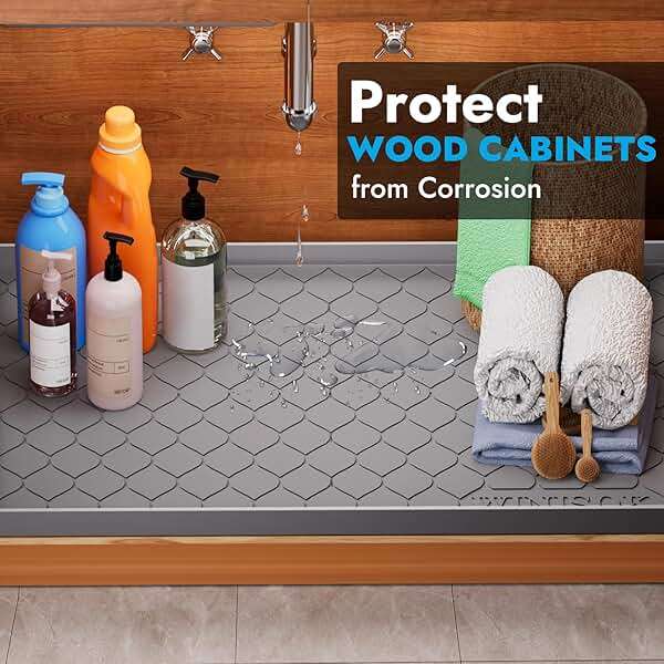 Winisok Silicone Under Sink Mat 34" x 22", Kitchen Essentials and Gadgets, Shelf Liner and Cabinet Protector, Home Organizers and Storage, Waterproof Bathroom Tray - Image 4