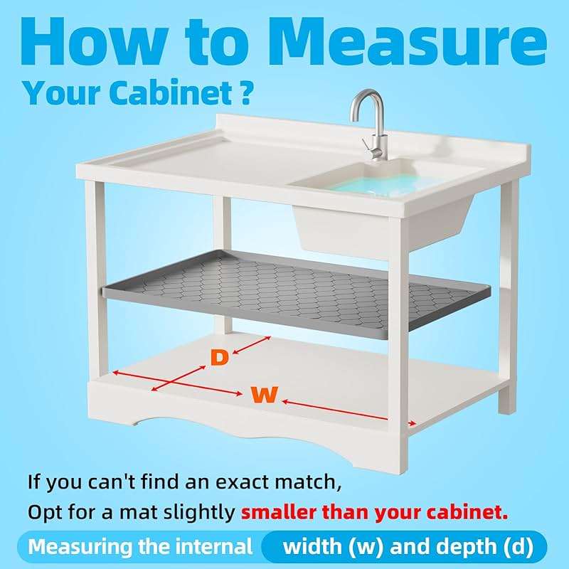 Winisok Silicone Under Sink Mat 34" x 22", Kitchen Essentials and Gadgets, Shelf Liner and Cabinet Protector, Home Organizers and Storage, Waterproof Bathroom Tray - Image 7