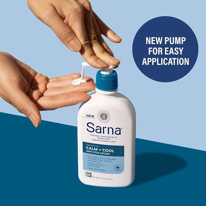 Sarna Calm and Cool Anti-Itch Lotion, Soothe and Relieve Pain and Itch from Insect Bites, Sunburn, Poison Ivy, Contains 1% Pramoxine Hydrochloride, 0.5% Menthol, Vegan, Steroid-Free, 7.5oz - Image 7