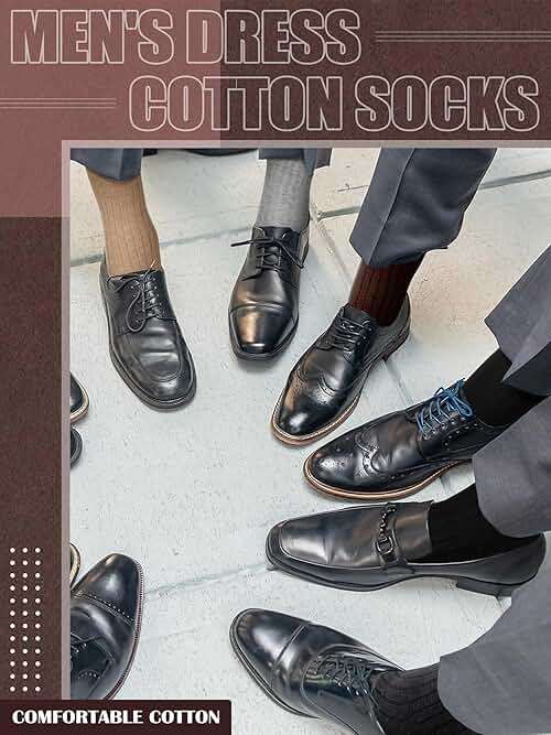Croknit 8 Pairs Dress Socks for Men Bulk Cotton Crew Socks Business Casual Socks Gifts for Men Dad Grandpa - Image 4