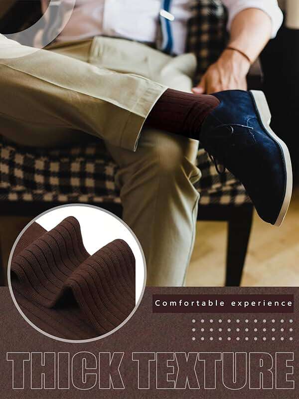 Croknit 8 Pairs Dress Socks for Men Bulk Cotton Crew Socks Business Casual Socks Gifts for Men Dad Grandpa - Image 5