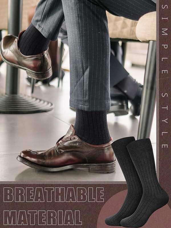 Croknit 8 Pairs Dress Socks for Men Bulk Cotton Crew Socks Business Casual Socks Gifts for Men Dad Grandpa - Image 6