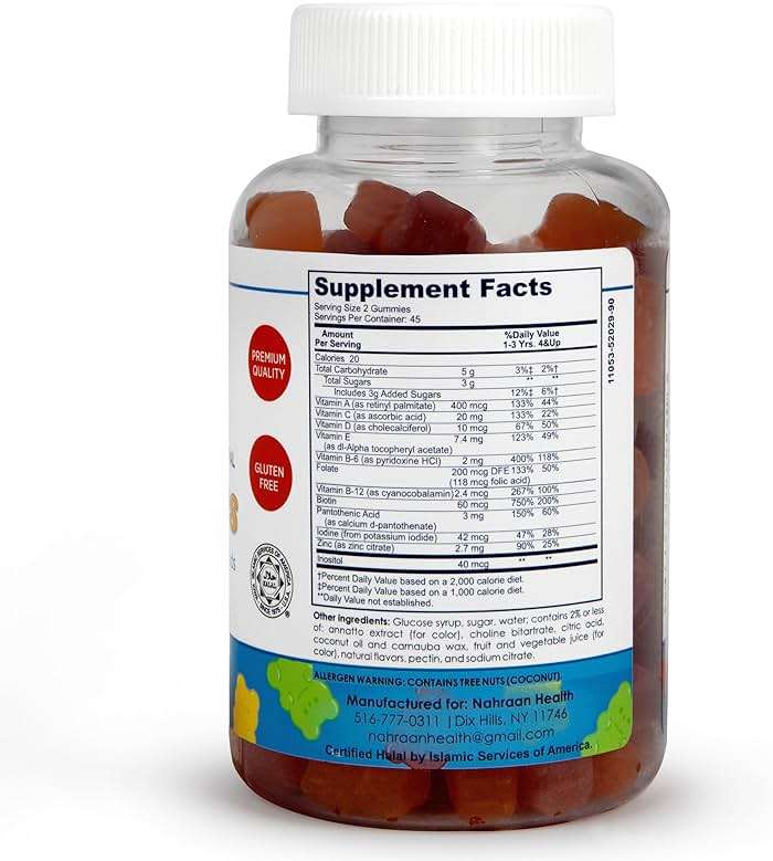 NAHRAAN HEALTH Halal Vitamins for Kids - Halal Multivitamins for Kids Vitamin A, C, D, E, B6, B12 - Non-GMO Vegetarian, Halal Gummies - 90 Count - Image 2