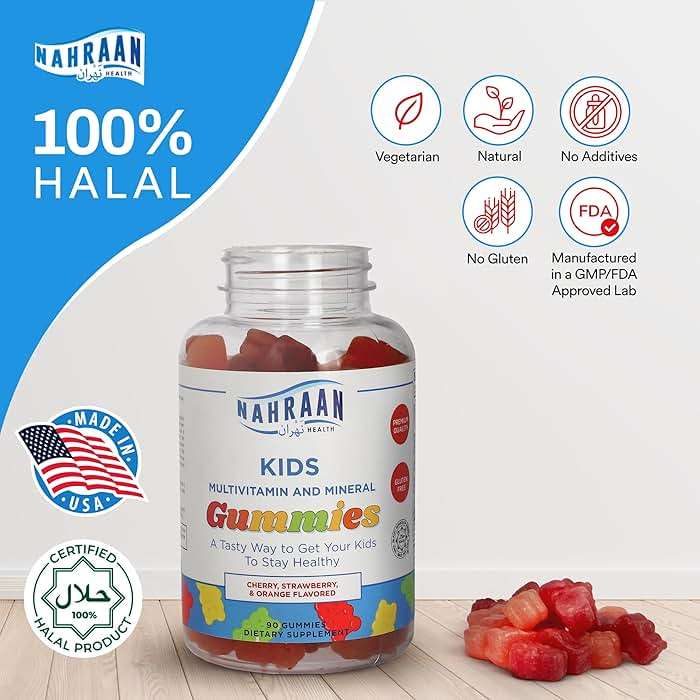 NAHRAAN HEALTH Halal Vitamins for Kids - Halal Multivitamins for Kids Vitamin A, C, D, E, B6, B12 - Non-GMO Vegetarian, Halal Gummies - 90 Count - Image 3