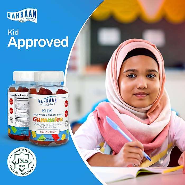 NAHRAAN HEALTH Halal Vitamins for Kids - Halal Multivitamins for Kids Vitamin A, C, D, E, B6, B12 - Non-GMO Vegetarian, Halal Gummies - 90 Count - Image 6