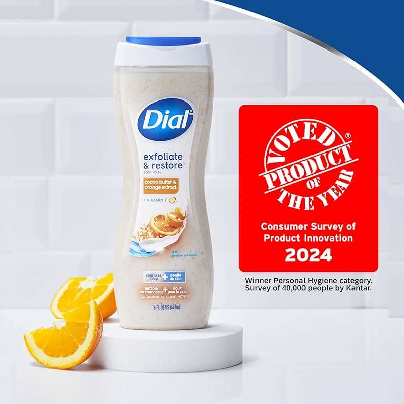 Dial Body Wash, Hydraclean Complex & Vitamin E, Gentle, Leaves Skin Feeling Nourished, Dermatologist-Tested, No Parabens & Sulfates, Cocoa Butter & Orange Extract, 16 Fl Oz (Pack of 4) - Image 2