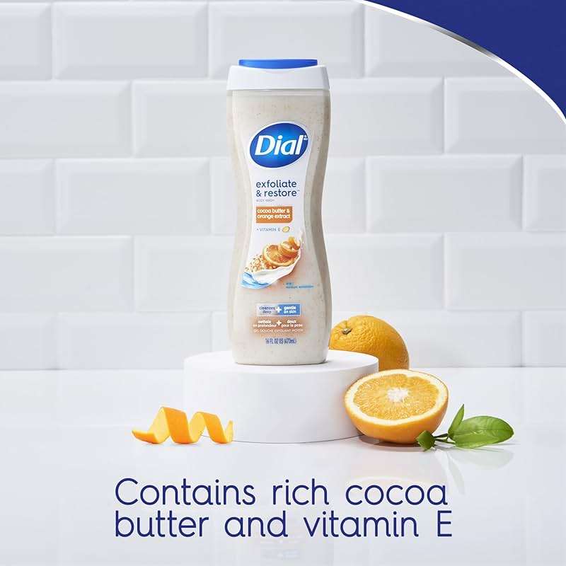 Dial Body Wash, Hydraclean Complex & Vitamin E, Gentle, Leaves Skin Feeling Nourished, Dermatologist-Tested, No Parabens & Sulfates, Cocoa Butter & Orange Extract, 16 Fl Oz (Pack of 4) - Image 4