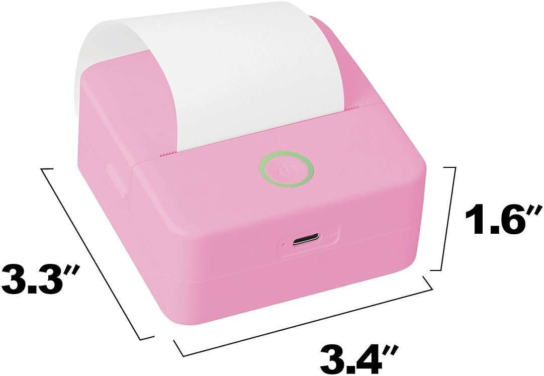 Core Innovations Mini Portable Thermal Printer, Bluetooth Wireless Inkless Printer with 3 Adhesive Rolls and 2 Non-Adhesive Rolls for iOS Monochrome Label, Note and Sticker Printer, 200 DPI, Pink - Image 2