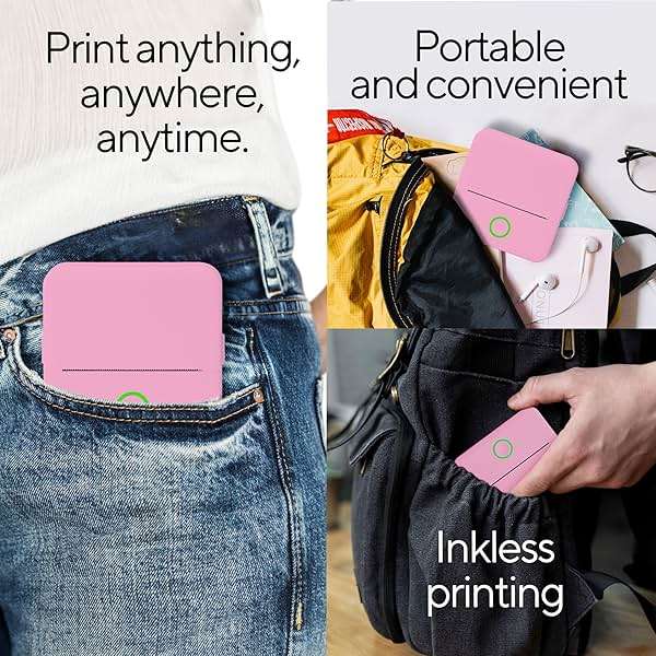 Core Innovations Mini Portable Thermal Printer, Bluetooth Wireless Inkless Printer with 3 Adhesive Rolls and 2 Non-Adhesive Rolls for iOS Monochrome Label, Note and Sticker Printer, 200 DPI, Pink - Image 8