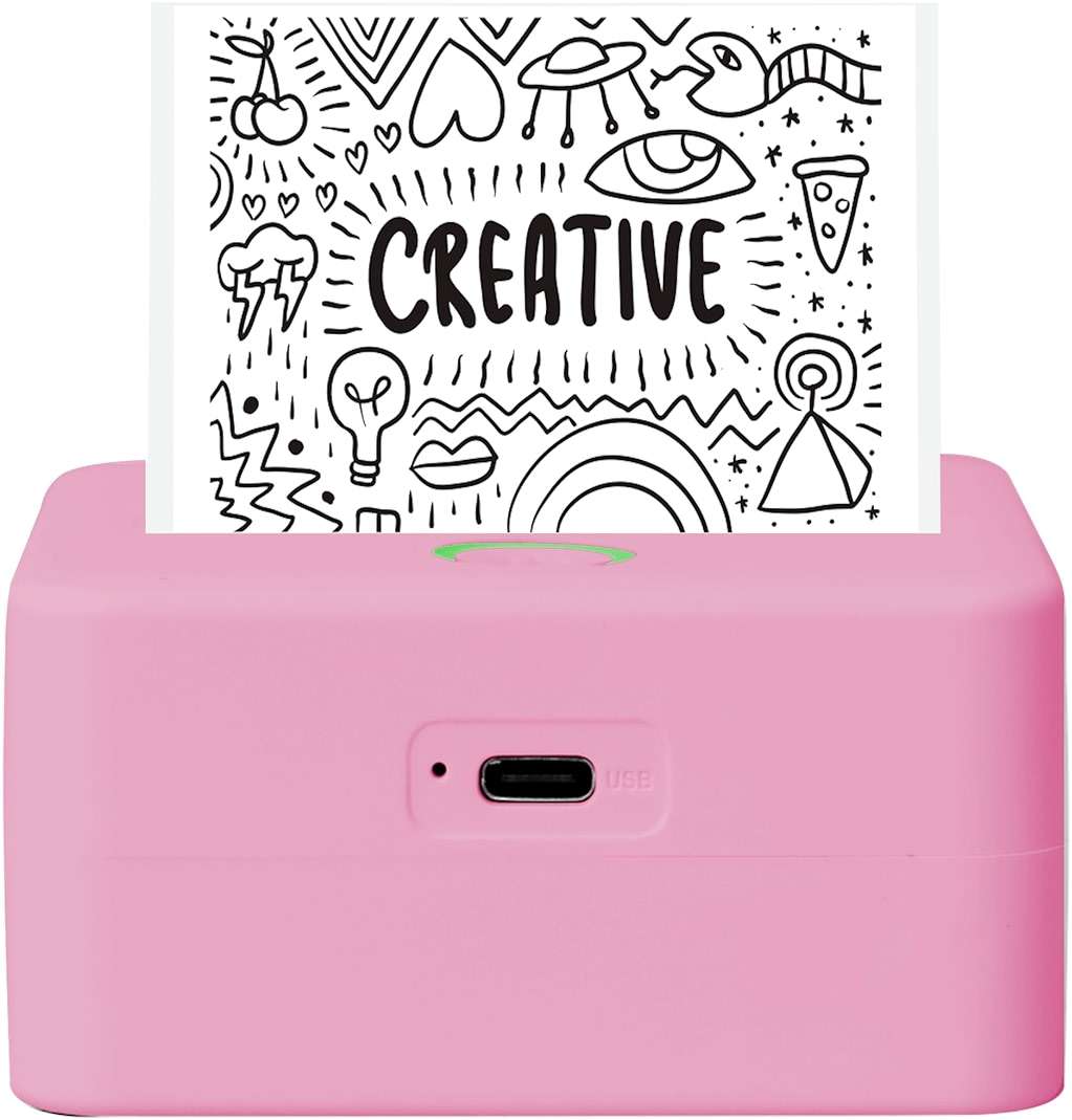 Core Innovations Mini Portable Thermal Printer, Bluetooth Wireless Inkless Printer with 3 Adhesive Rolls and 2 Non-Adhesive Rolls for iOS Monochrome Label, Note and Sticker Printer, 200 DPI, Pink - Image 9
