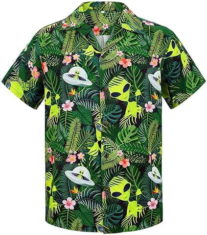 American Trends Mens Hawaiian Shirt Floral Print Aloha Novelty Button Down Shirts Casual Short Sleeve Beachwear for Men - Image 1
