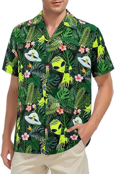 American Trends Mens Hawaiian Shirt Floral Print Aloha Novelty Button Down Shirts Casual Short Sleeve Beachwear for Men - Image 3