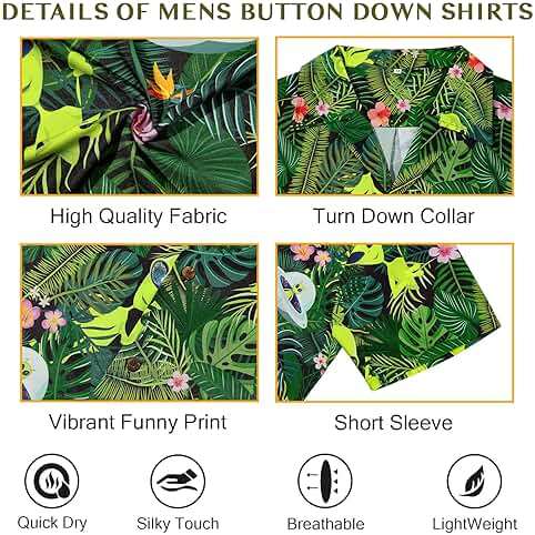 American Trends Mens Hawaiian Shirt Floral Print Aloha Novelty Button Down Shirts Casual Short Sleeve Beachwear for Men - Image 6