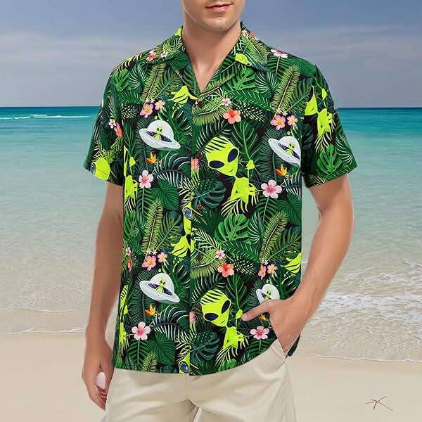 American Trends Mens Hawaiian Shirt Floral Print Aloha Novelty Button Down Shirts Casual Short Sleeve Beachwear for Men - Image 8