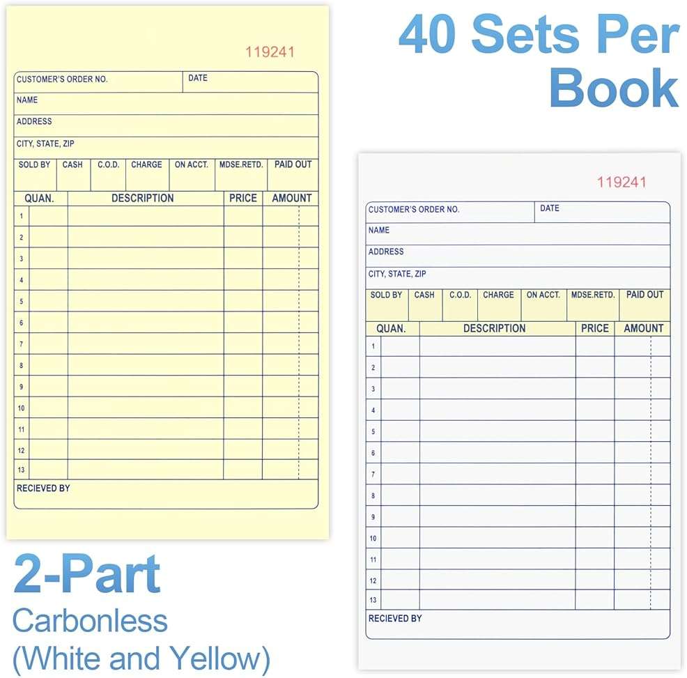 Joyberg 4 Pack Sales Order Book, 4.17inx7.2in Receipt Book with Carbon Copies, 2-Part Carbonless(White and Yellow), 40 Sets Per Book, Order Book for Small Business - Image 4