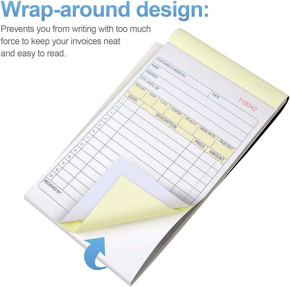 Joyberg 4 Pack Sales Order Book, 4.17inx7.2in Receipt Book with Carbon Copies, 2-Part Carbonless(White and Yellow), 40 Sets Per Book, Order Book for Small Business - Image 5