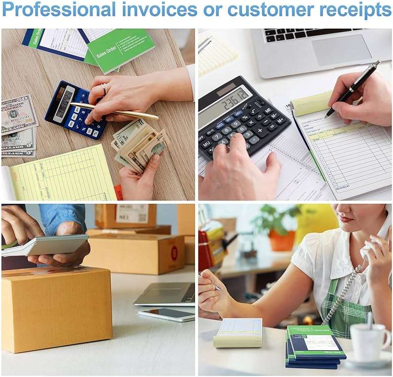 Joyberg 4 Pack Sales Order Book, 4.17inx7.2in Receipt Book with Carbon Copies, 2-Part Carbonless(White and Yellow), 40 Sets Per Book, Order Book for Small Business - Image 7