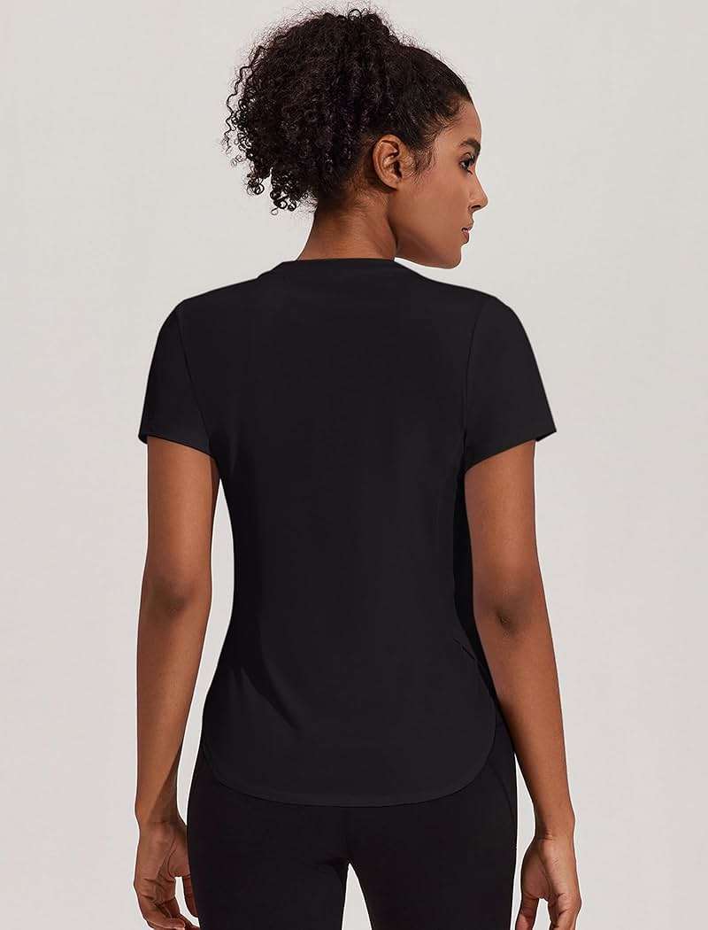 PINSPARK Workout Tops for Women UPF 50+ Yoga Shirts Short Sleeve Athletic Tops with Side Slits Running Gym Tee Top Loose Fit - Image 5