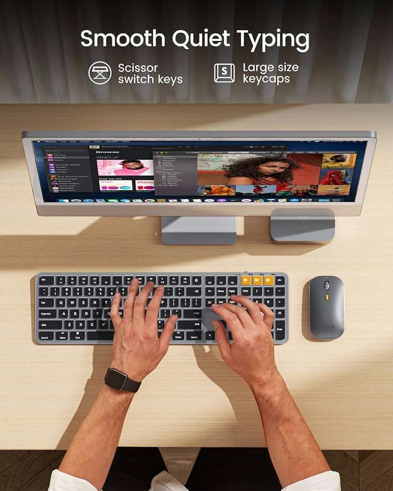 ProtoArc Backlit Bluetooth Keyboard and Mouse for Mac, KM100-A Full Size Wireless Keyboard Mouse for Mac, Multi-Device, Rechargeable, No USB, for MacBook Pro/Air, iPhone, iPad, Space Gray - Image 4