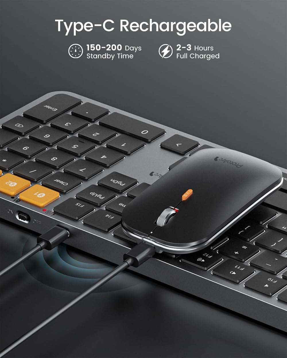 ProtoArc Backlit Bluetooth Keyboard and Mouse for Mac, KM100-A Full Size Wireless Keyboard Mouse for Mac, Multi-Device, Rechargeable, No USB, for MacBook Pro/Air, iPhone, iPad, Space Gray - Image 5
